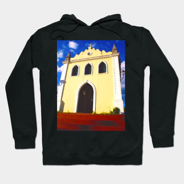 Yellow Church Chapel with lamps on the facade Hoodie by Marccelus